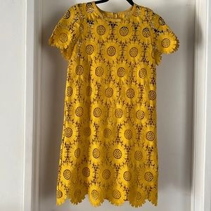 LOFT Yellow Daisy Shift Lace Dress
